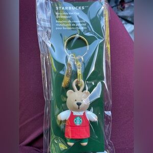 Starbucks Reusable Hot Lid Stopper Red Bear Bearista Keychain